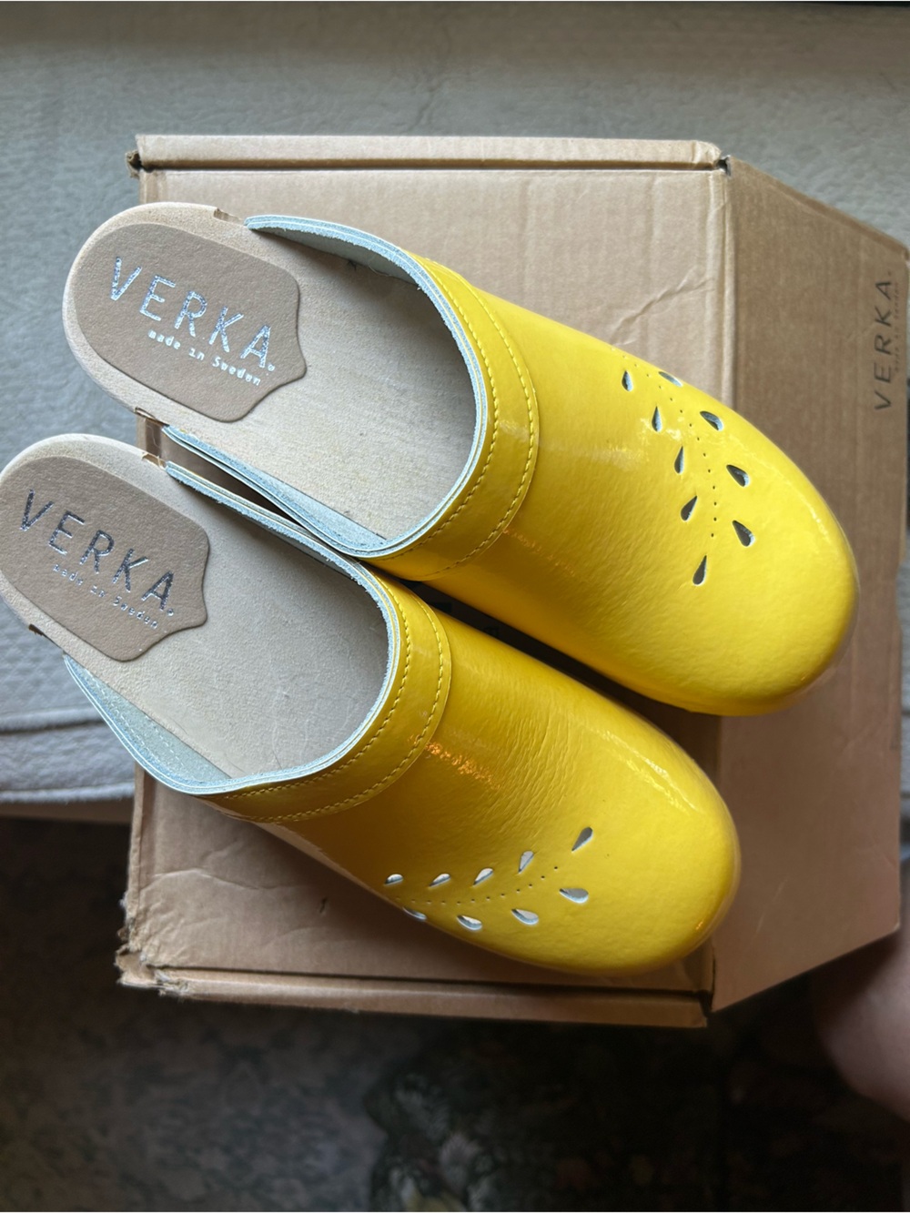 Yellow Leather Slip-On Clogs for Women—Never Worn!